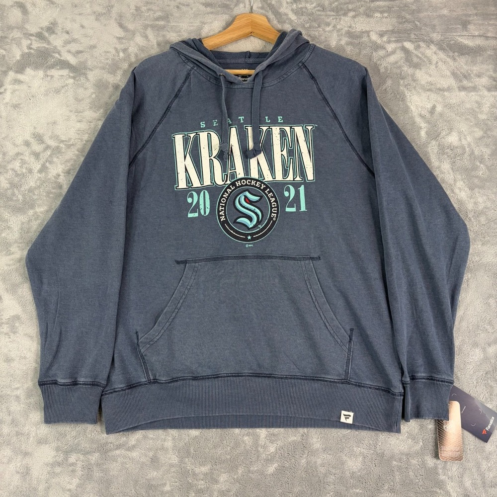 Seattle Kraken Vintage Fanatics Snow Wash Mens Medium Pullover Hoodie $75 MSRP